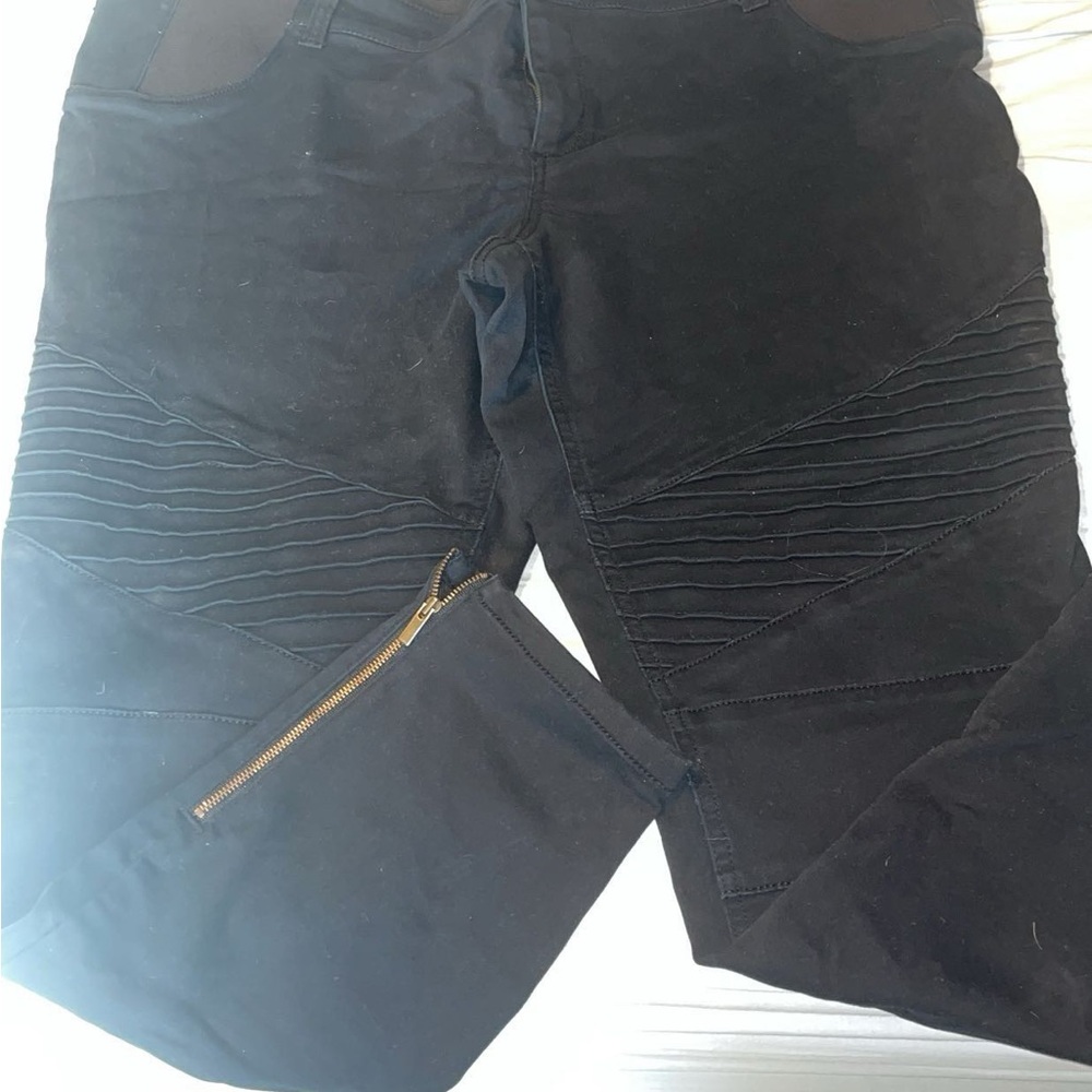 MATERNITY Black Moto Style Pants with Zipper Detail